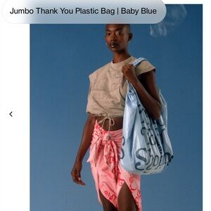 Telfar Jumbo Thank You Plastic Bag | Baby Blue